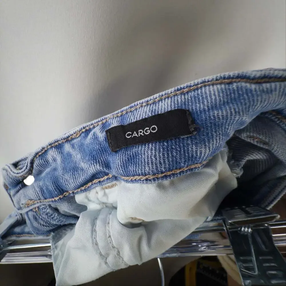 Justice Girls Light Wash Distressed Wide Leg Cargo Jeans Size 10